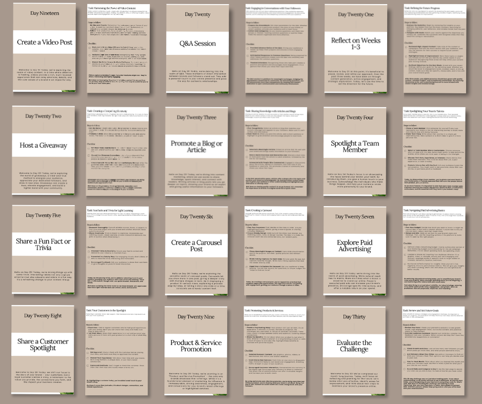 30 Day Social Media Challenge Guide & Workbook
